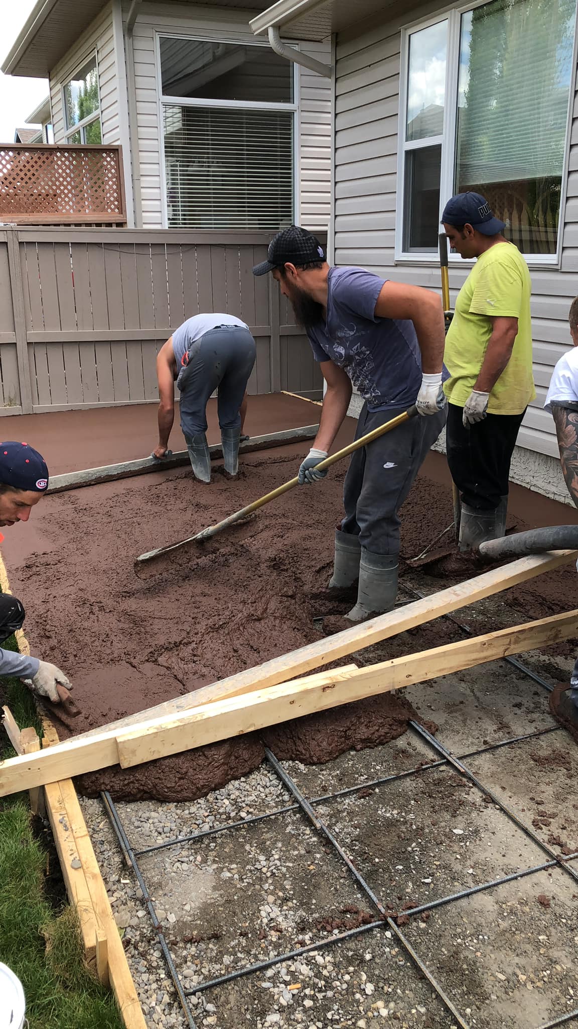 The Concrete Man crew working on a large concrete pour